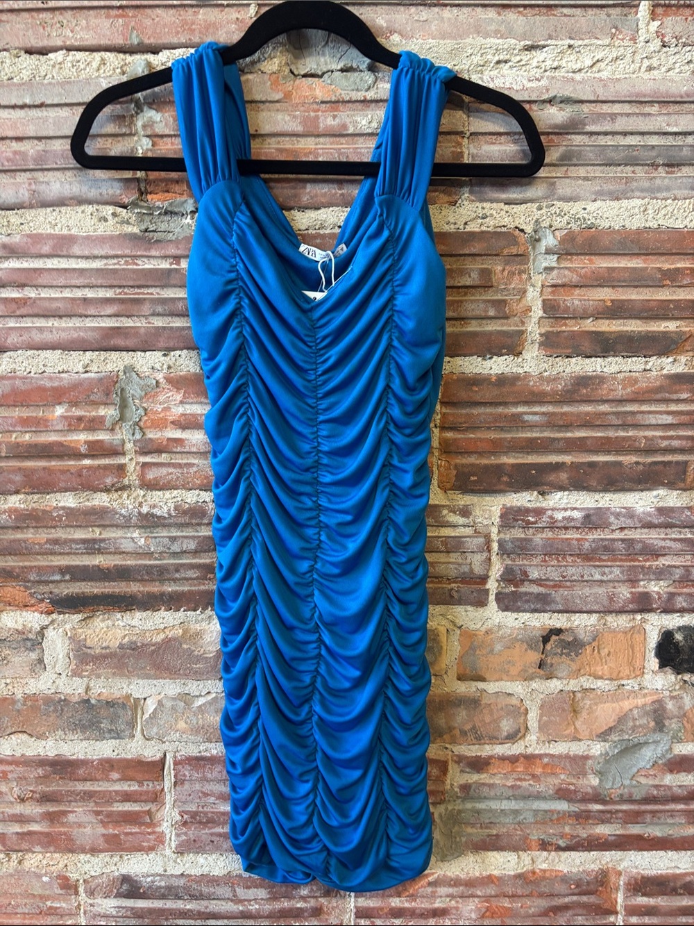 Zara Cobalt Blue Ruched Tank Mini Dress